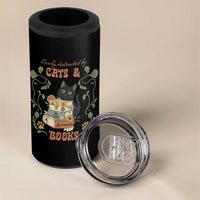 Cute Bookworm Gift 4 in 1 Can Cooler Tumbler Easily Distracted By Cats And Books