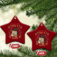 Cute Bookworm Gift Ceramic Ornament Easily Distracted By Cats And Books - Wonder Print Shop