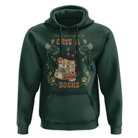 Cute Bookworm Gift Hoodie Easily Distracted By Cats And Books - Wonder Print Shop