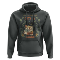 Cute Bookworm Gift Hoodie Easily Distracted By Cats And Books - Wonder Print Shop