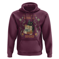 Cute Bookworm Gift Hoodie Easily Distracted By Cats And Books - Wonder Print Shop