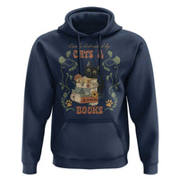 Cute Bookworm Gift Hoodie Easily Distracted By Cats And Books - Wonder Print Shop