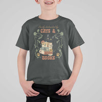 Cute Bookworm Gift T Shirt For Kid Easily Distracted By Cats And Books - Wonder Print Shop
