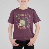 Cute Bookworm Gift T Shirt For Kid Easily Distracted By Cats And Books - Wonder Print Shop