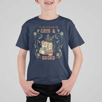 Cute Bookworm Gift T Shirt For Kid Easily Distracted By Cats And Books - Wonder Print Shop