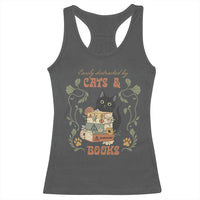 Cute Bookworm Gift Racerback Tank Top Easily Distracted By Cats And Books - Wonder Print Shop