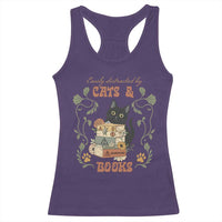 Cute Bookworm Gift Racerback Tank Top Easily Distracted By Cats And Books - Wonder Print Shop
