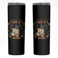 Cute Bookworm Gift Skinny Tumbler Easily Distracted By Cats And Books