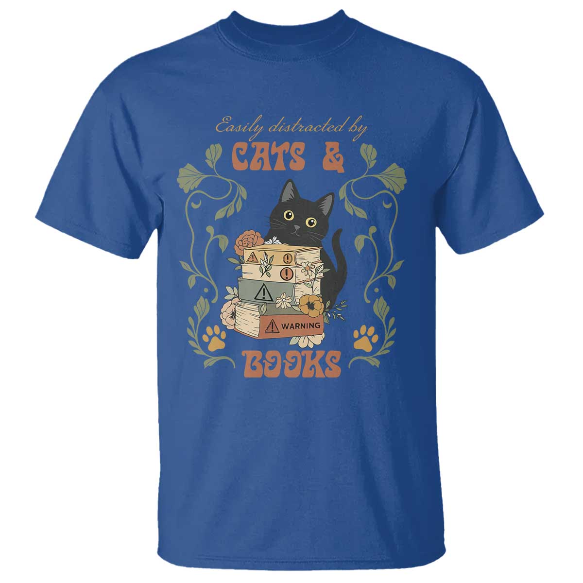 Cute Bookworm Gift T Shirt Easily Distracted By Cats And Books - Wonder Print Shop