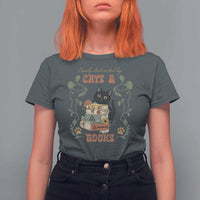 Cute Bookworm Gift T Shirt For Women Easily Distracted By Cats And Books - Wonder Print Shop