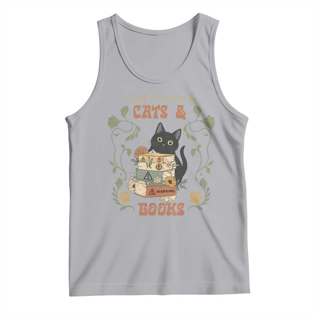 Cute Bookworm Gift Tank Top Easily Distracted By Cats And Books - Wonder Print Shop