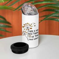 Funny Bookworm Saying 4 in 1 Can Cooler Tumbler There Is No Such Thing As Too Many Books