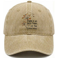 Funny Bookworm Saying Washed Cotton Baseball Cap There Is No Such Thing As Too Many Books