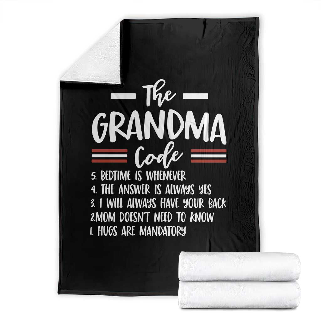 The Grandma Code Throw Blanket Humorous Grandmother Rules Graphic