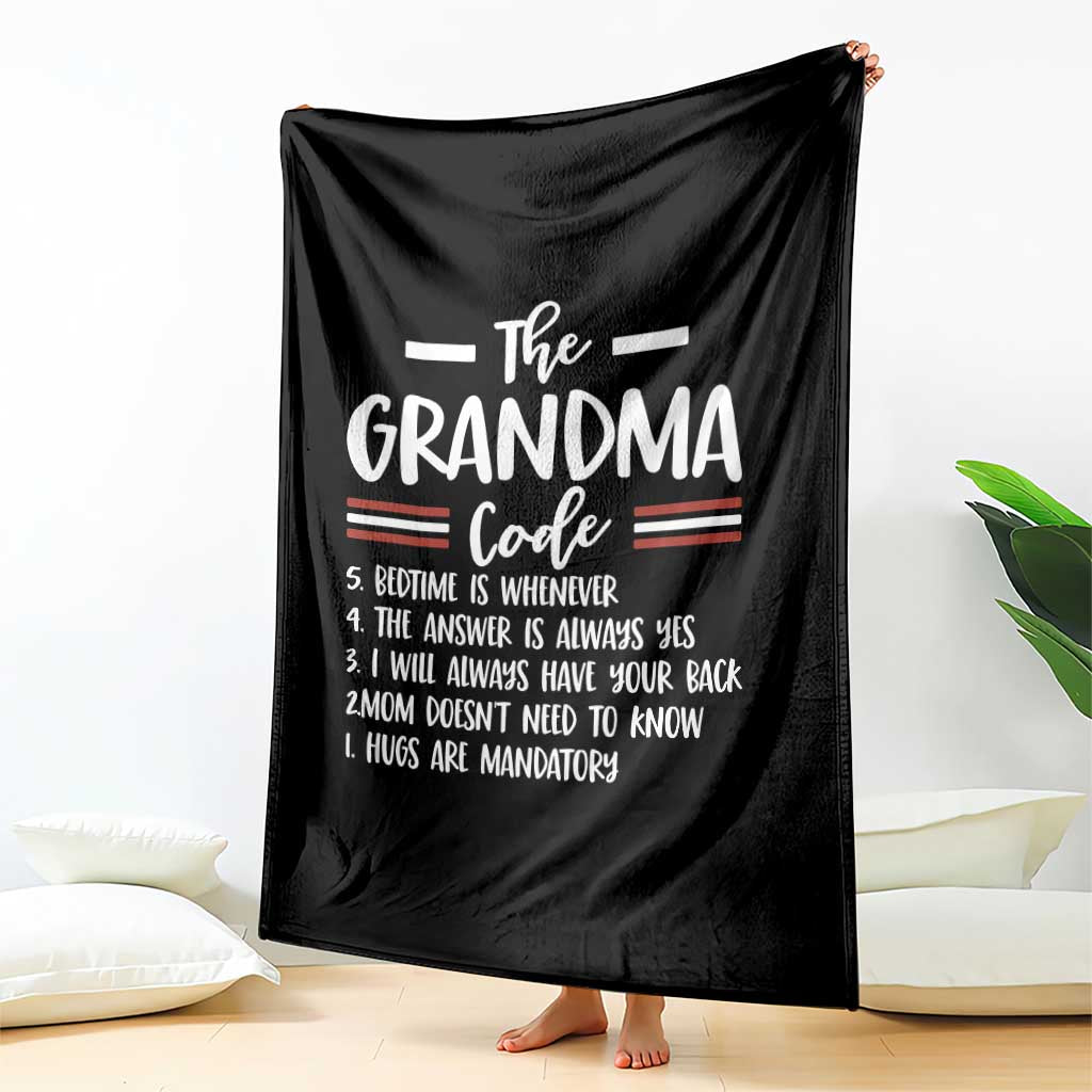 The Grandma Code Throw Blanket Humorous Grandmother Rules Graphic