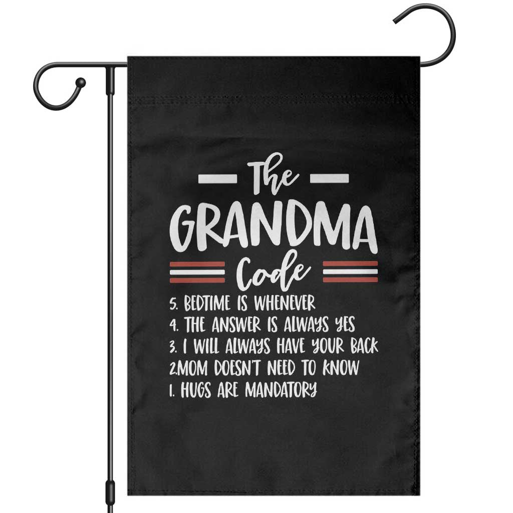 The Grandma Code Garden Flag Humorous Grandmother Rules Graphic