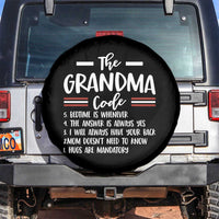 The Grandma Code Spare Tire Cover Humorous Grandmother Rules Graphic