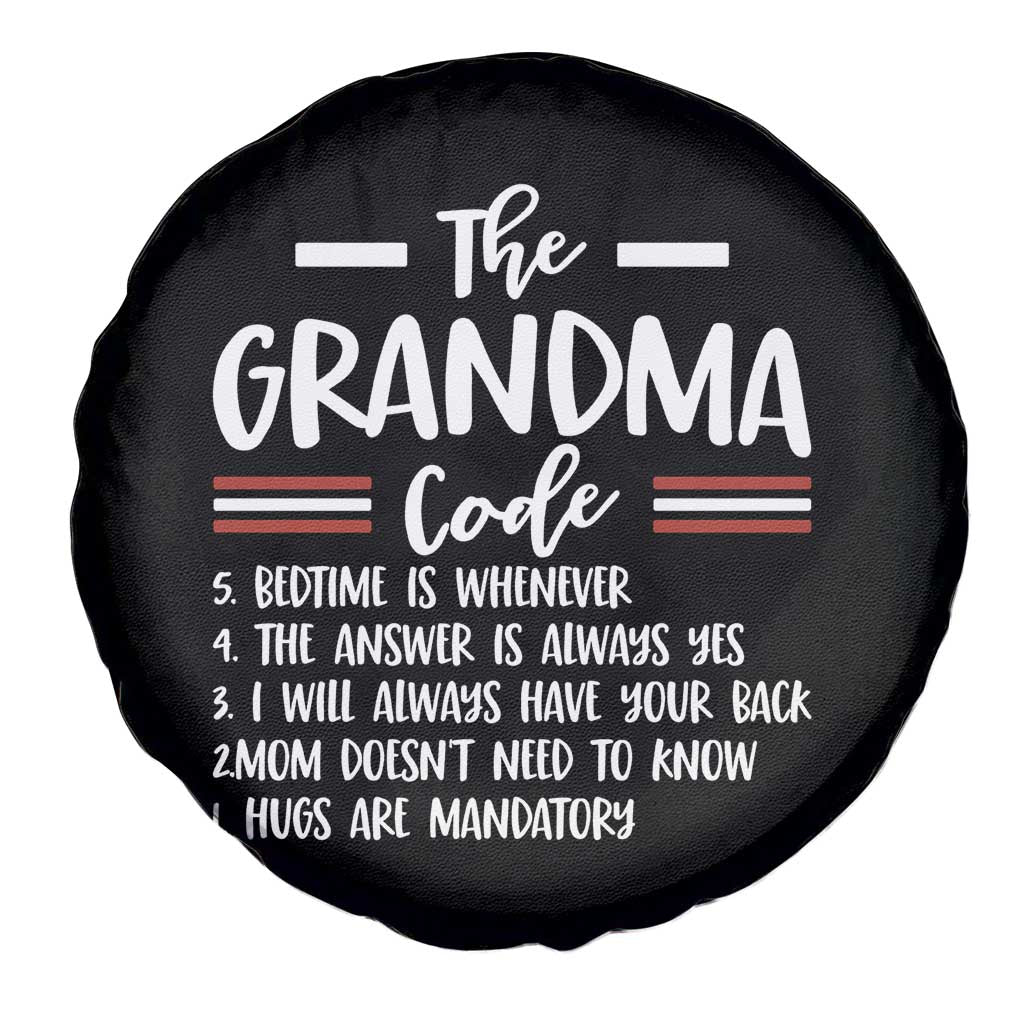 The Grandma Code Spare Tire Cover Humorous Grandmother Rules Graphic