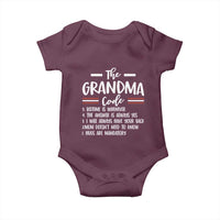 The Grandma Code Baby Onesie Humorous Grandmother Rules Graphic