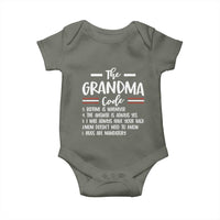 The Grandma Code Baby Onesie Humorous Grandmother Rules Graphic