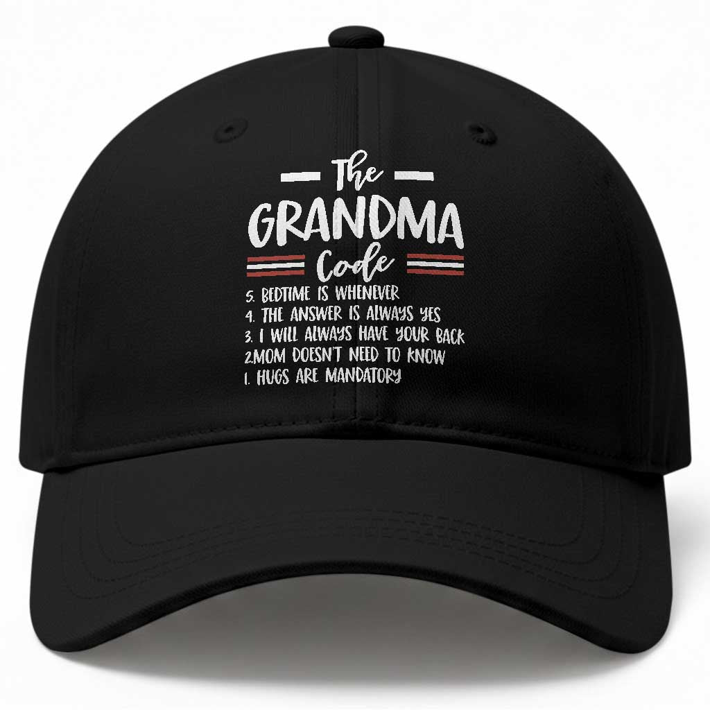 The Grandma Code Baseball Cap Humorous Grandmother Rules Graphic