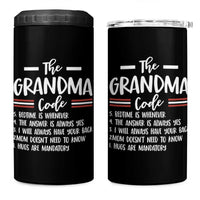 The Grandma Code 4 in 1 Can Cooler Tumbler Humorous Grandmother Rules Graphic