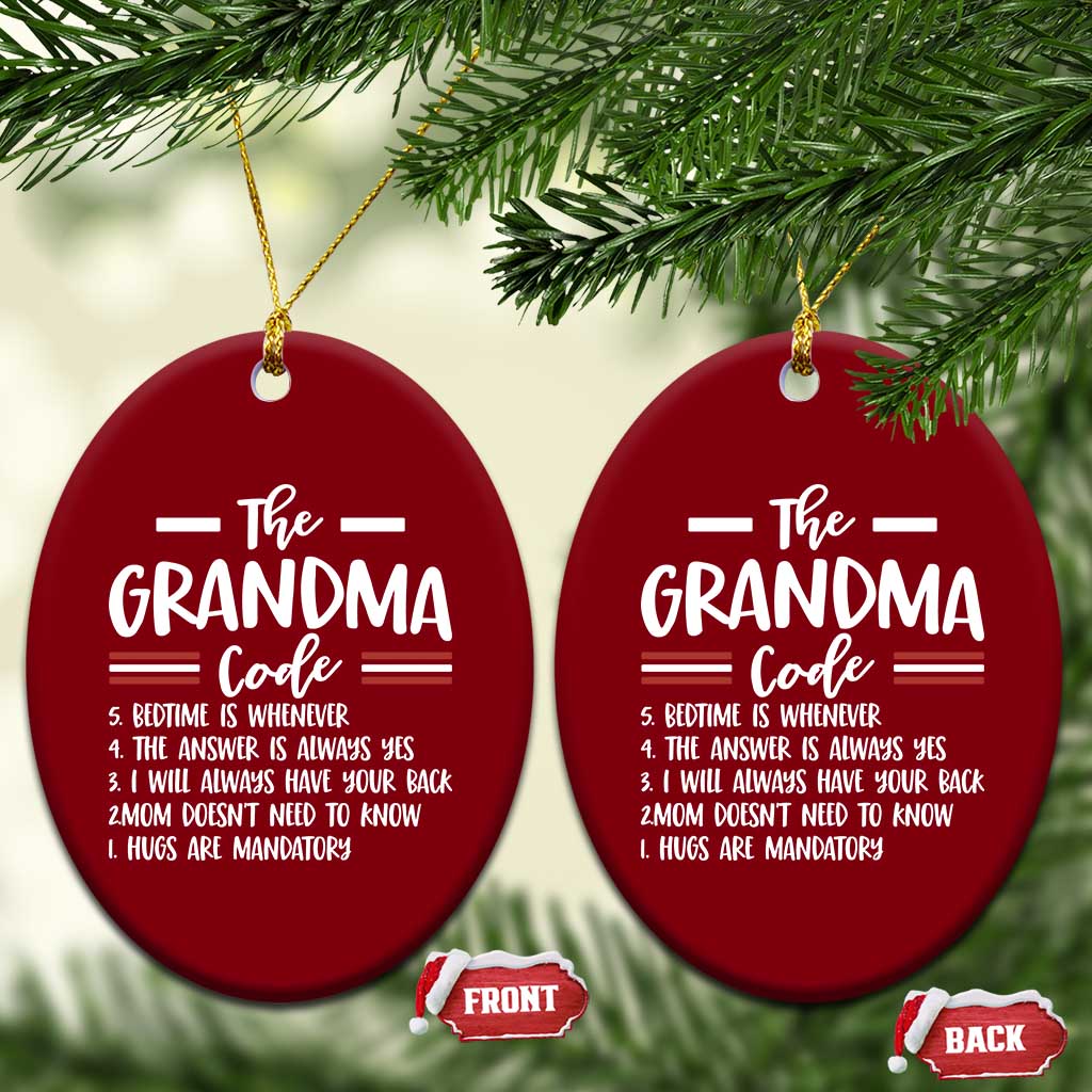 The Grandma Code Ceramic Ornament Humorous Grandmother Rules Graphic