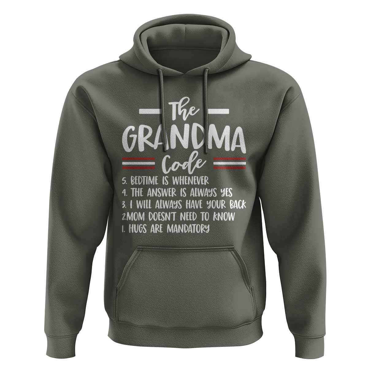 The Grandma Code Hoodie Humorous Grandmother Rules Graphic
