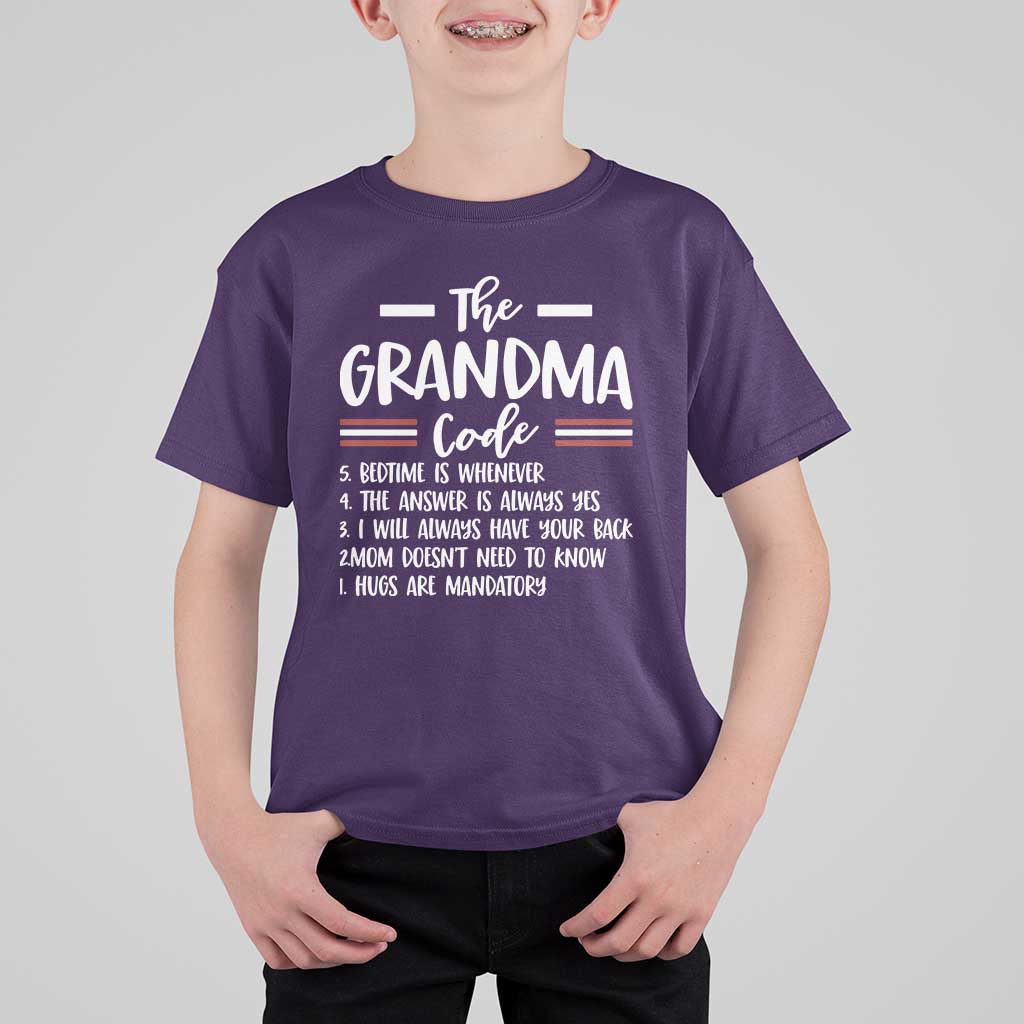 The Grandma Code T Shirt For Kid Humorous Grandmother Rules Graphic