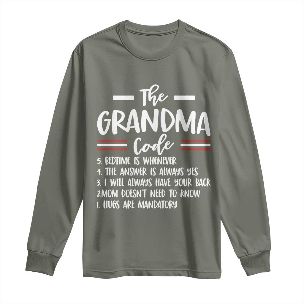The Grandma Code Long Sleeve Shirt Humorous Grandmother Rules Graphic
