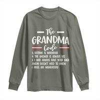The Grandma Code Long Sleeve Shirt Humorous Grandmother Rules Graphic