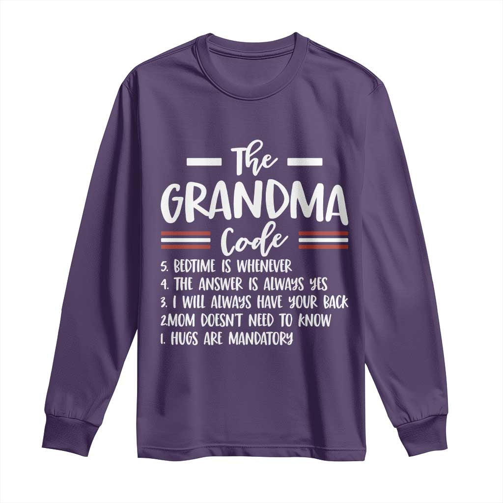 The Grandma Code Long Sleeve Shirt Humorous Grandmother Rules Graphic