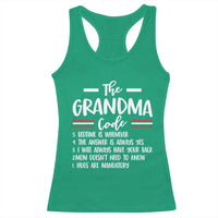 The Grandma Code Racerback Tank Top Humorous Grandmother Rules Graphic