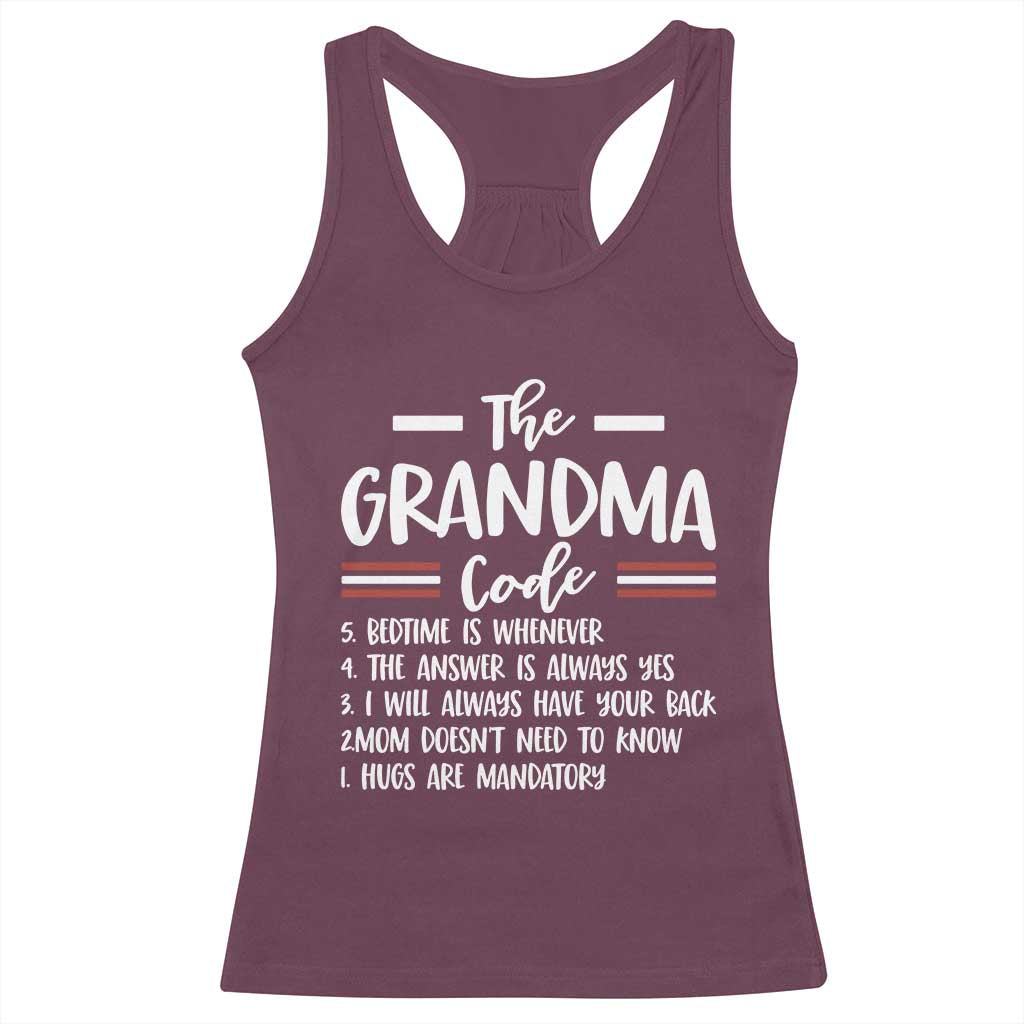 The Grandma Code Racerback Tank Top Humorous Grandmother Rules Graphic