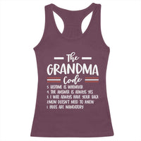 The Grandma Code Racerback Tank Top Humorous Grandmother Rules Graphic
