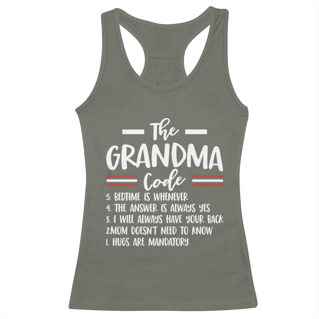 The Grandma Code Racerback Tank Top Humorous Grandmother Rules Graphic