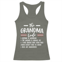 The Grandma Code Racerback Tank Top Humorous Grandmother Rules Graphic
