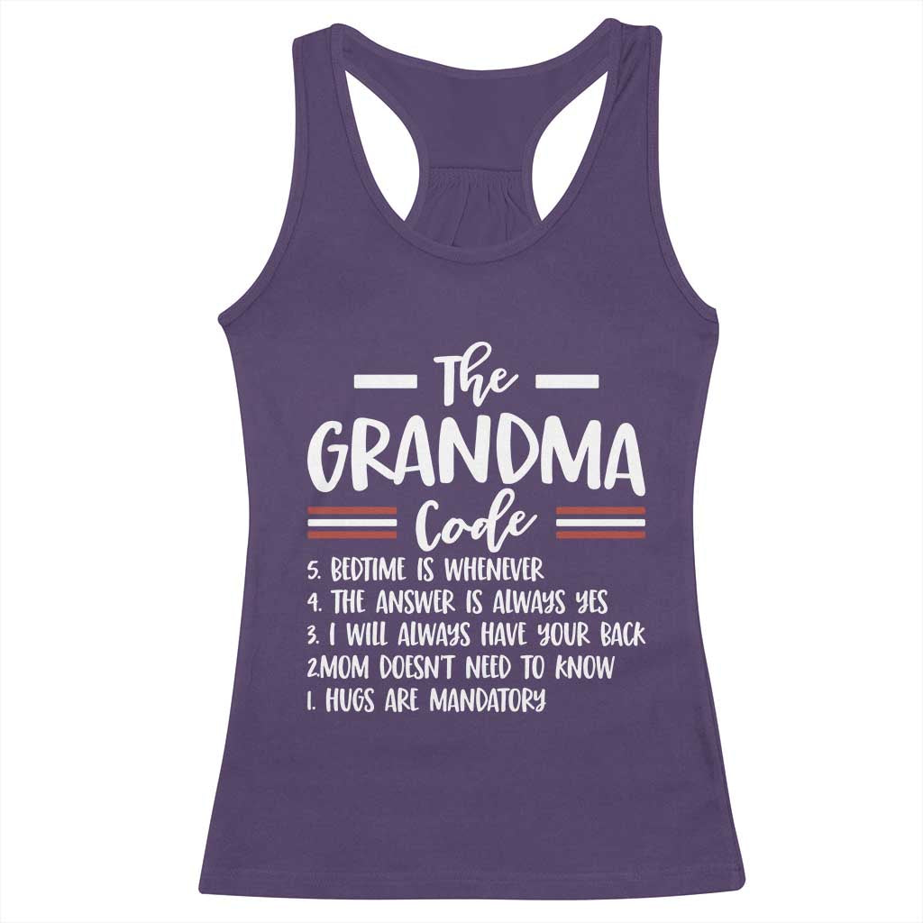 The Grandma Code Racerback Tank Top Humorous Grandmother Rules Graphic