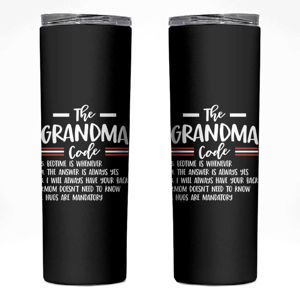 The Grandma Code Skinny Tumbler Humorous Grandmother Rules Graphic