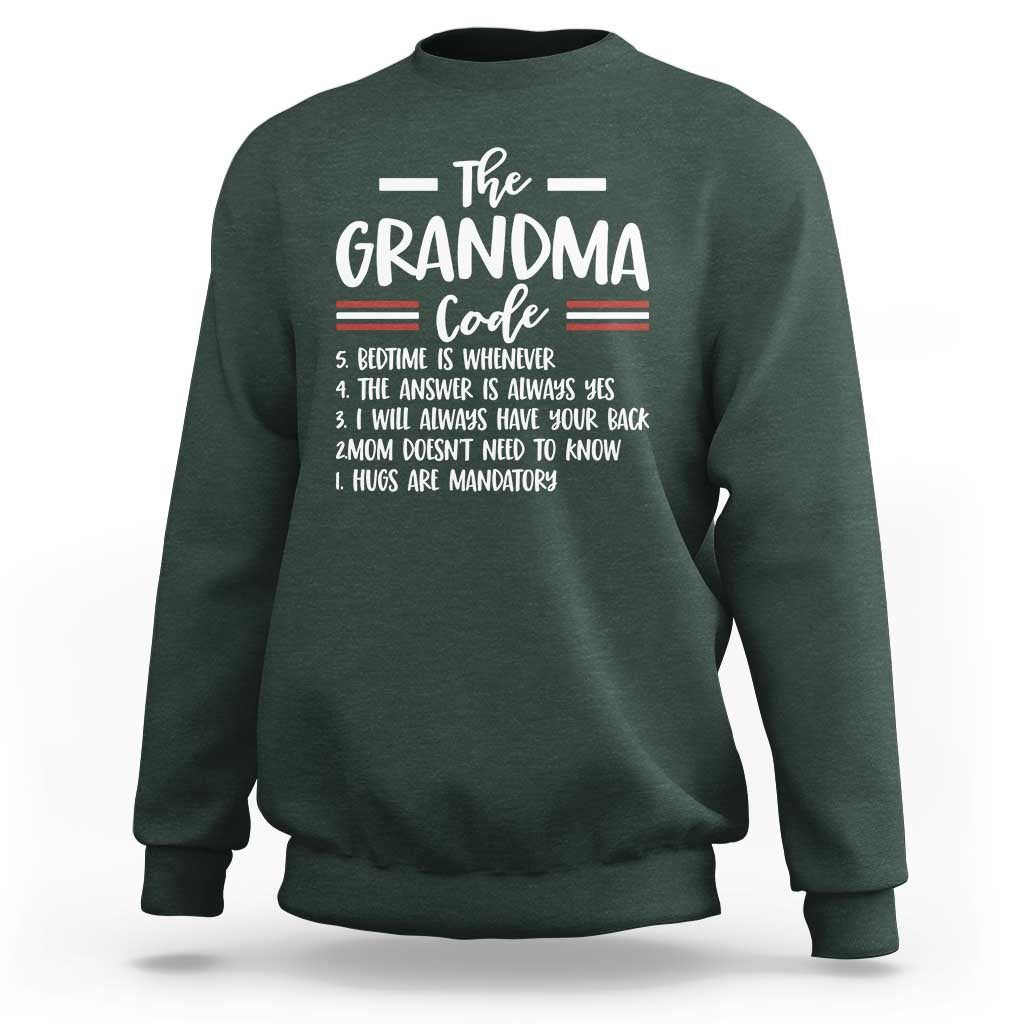 The Grandma Code Sweatshirt Humorous Grandmother Rules Graphic