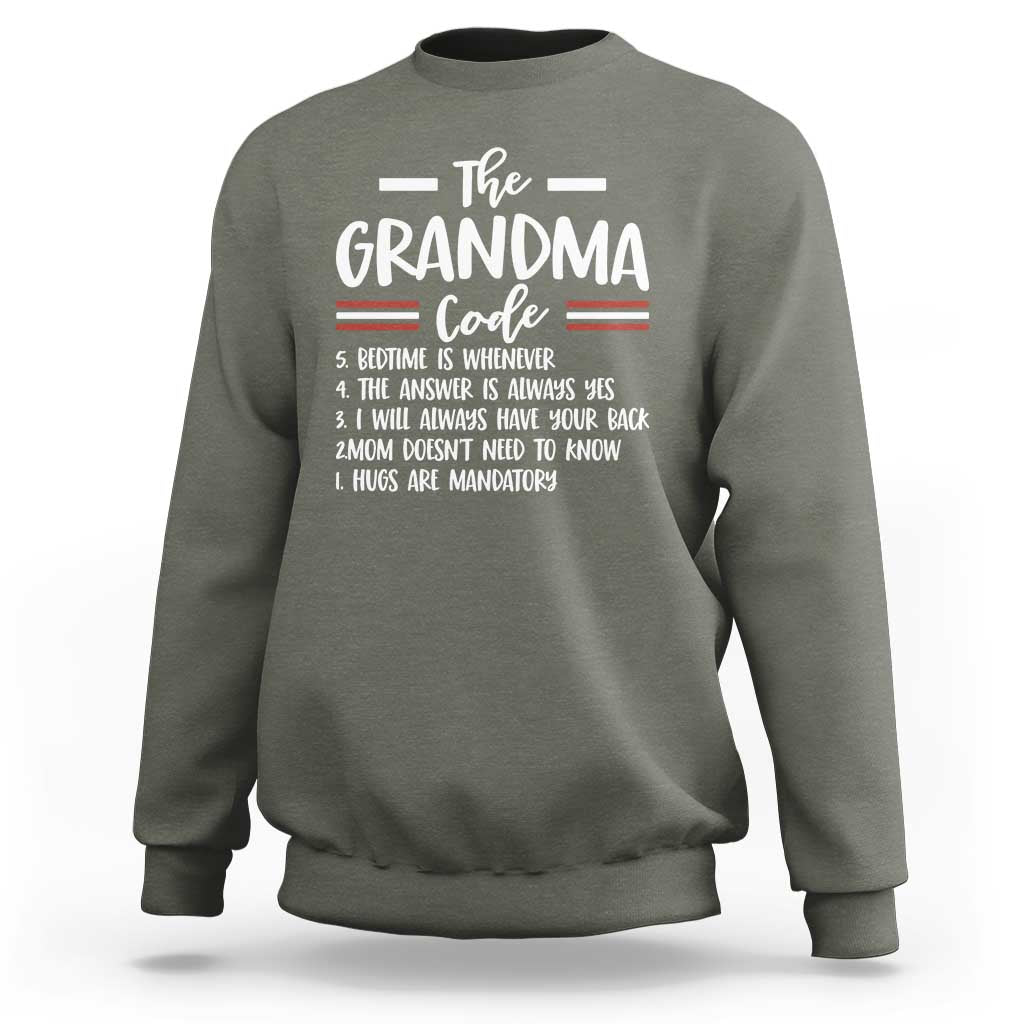 The Grandma Code Sweatshirt Humorous Grandmother Rules Graphic