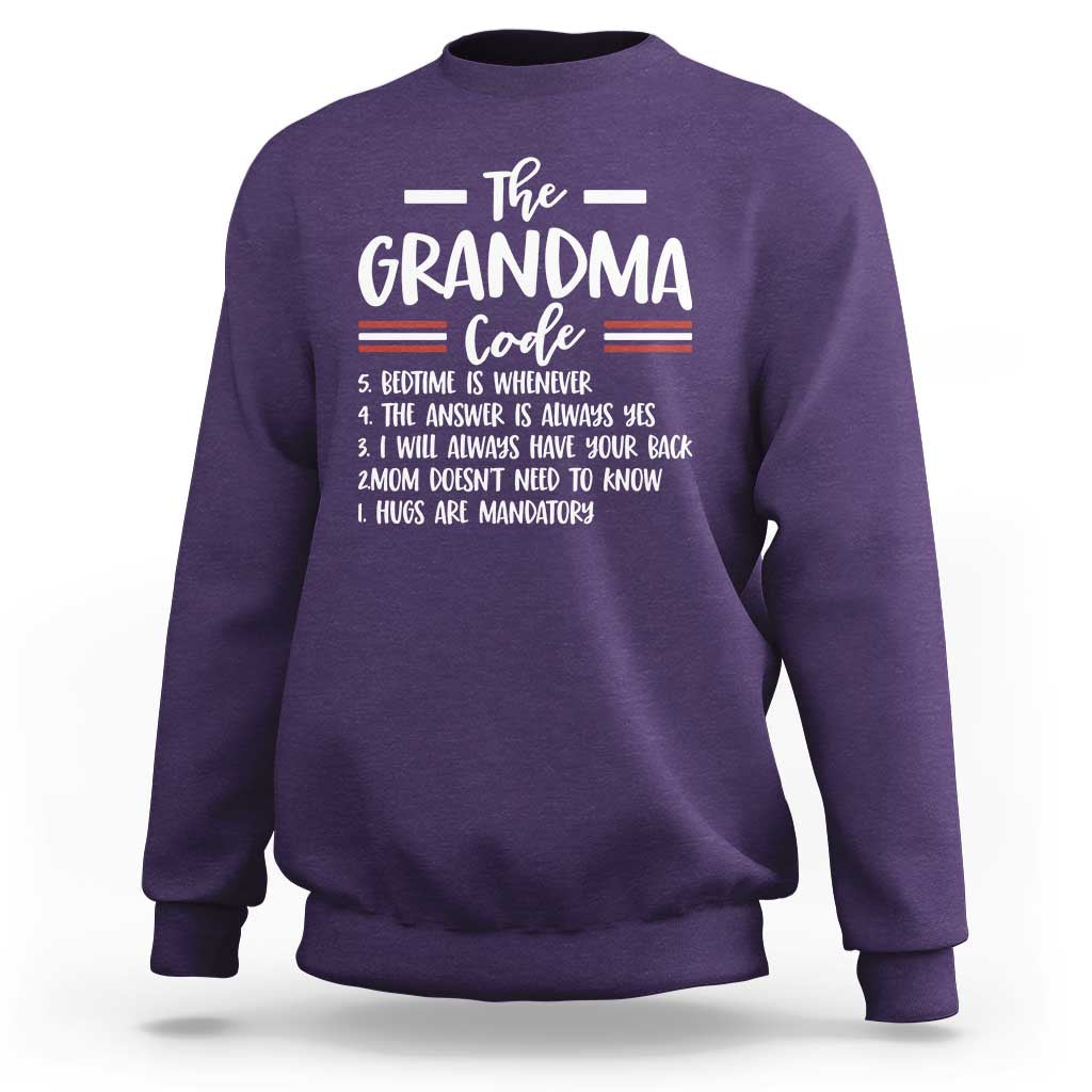 The Grandma Code Sweatshirt Humorous Grandmother Rules Graphic