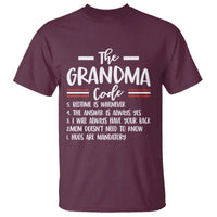 The Grandma Code T Shirt Humorous Grandmother Rules Graphic