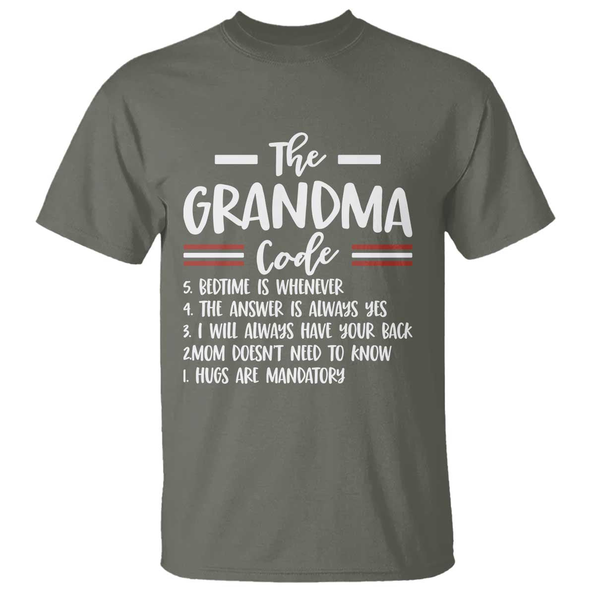 The Grandma Code T Shirt Humorous Grandmother Rules Graphic