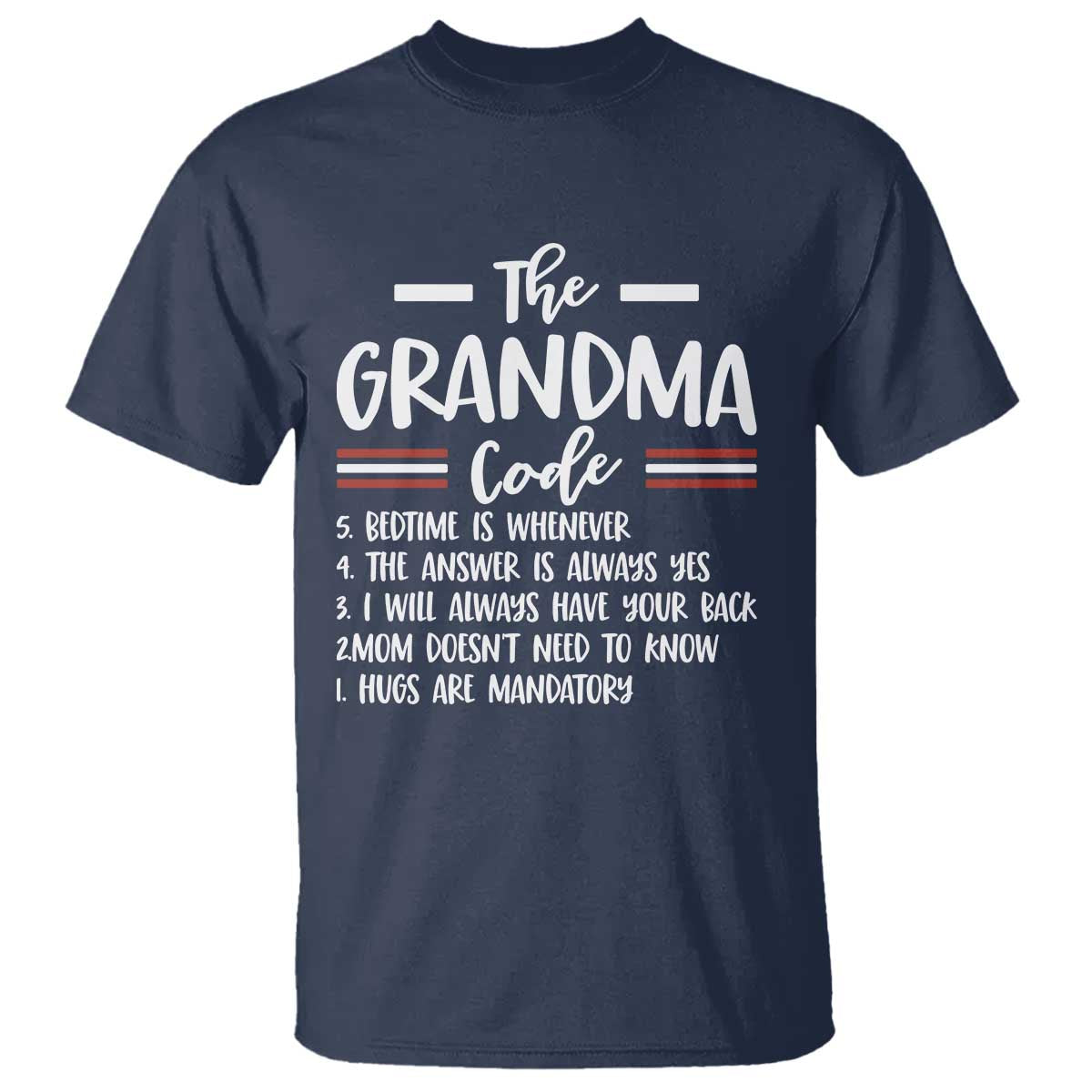 The Grandma Code T Shirt Humorous Grandmother Rules Graphic