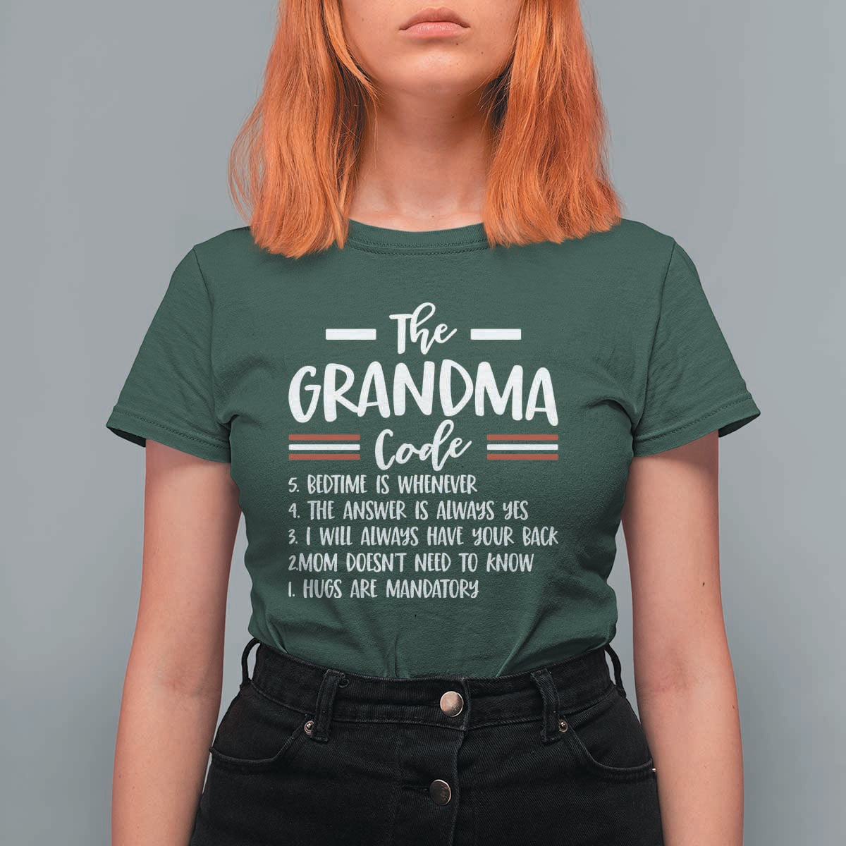 The Grandma Code T Shirt For Women Humorous Grandmother Rules Graphic