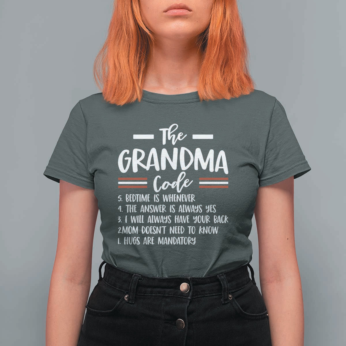 The Grandma Code T Shirt For Women Humorous Grandmother Rules Graphic
