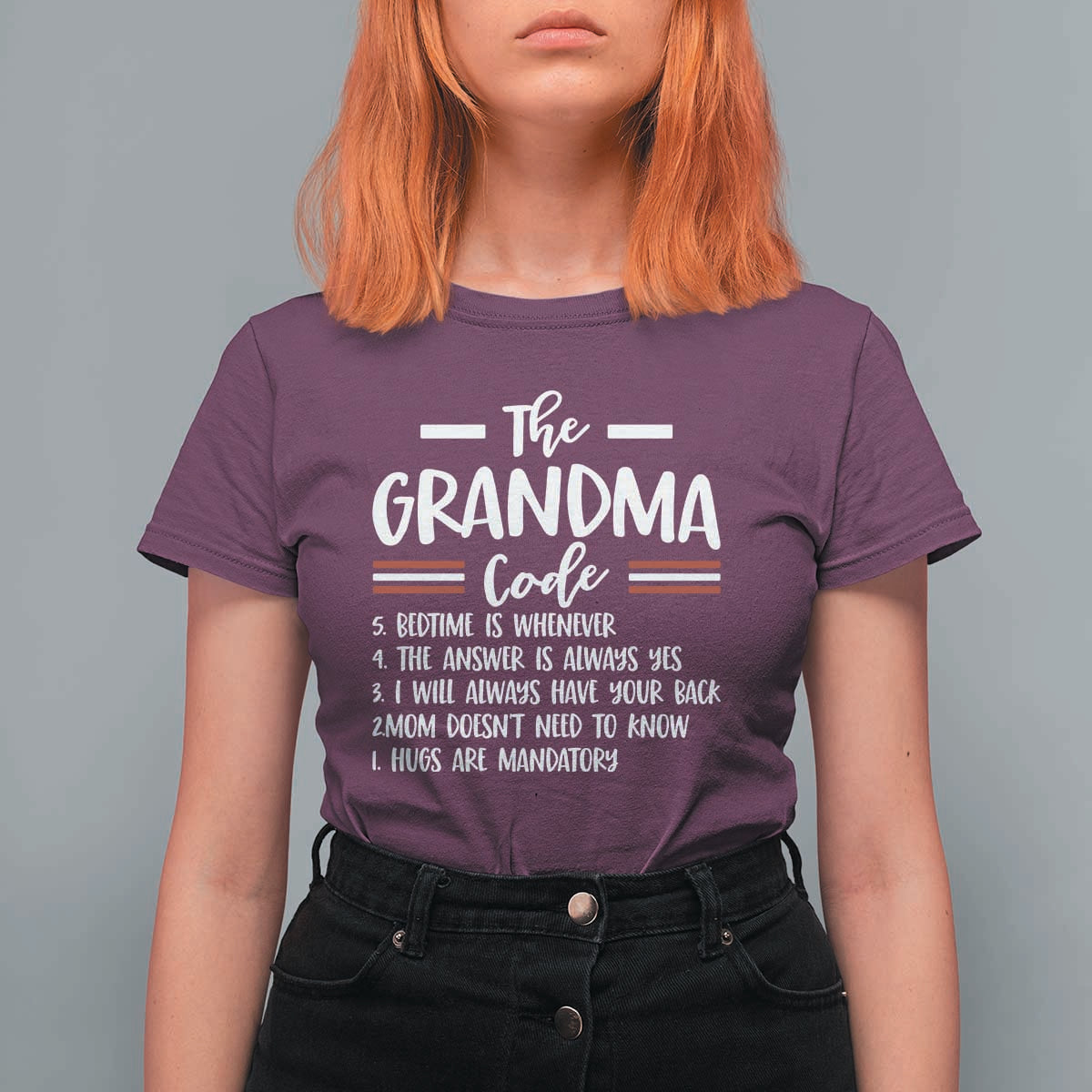 The Grandma Code T Shirt For Women Humorous Grandmother Rules Graphic