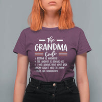 The Grandma Code T Shirt For Women Humorous Grandmother Rules Graphic