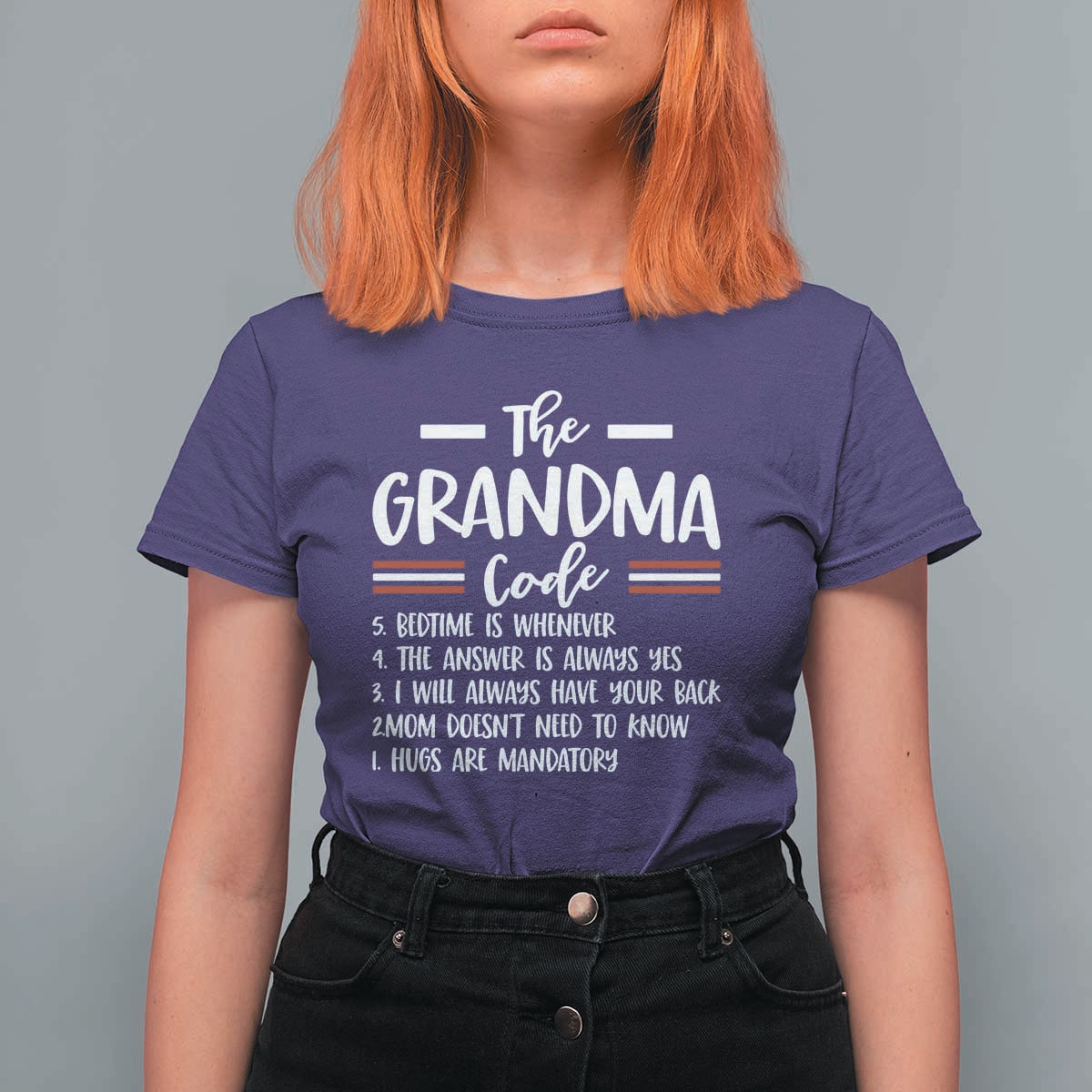 The Grandma Code T Shirt For Women Humorous Grandmother Rules Graphic